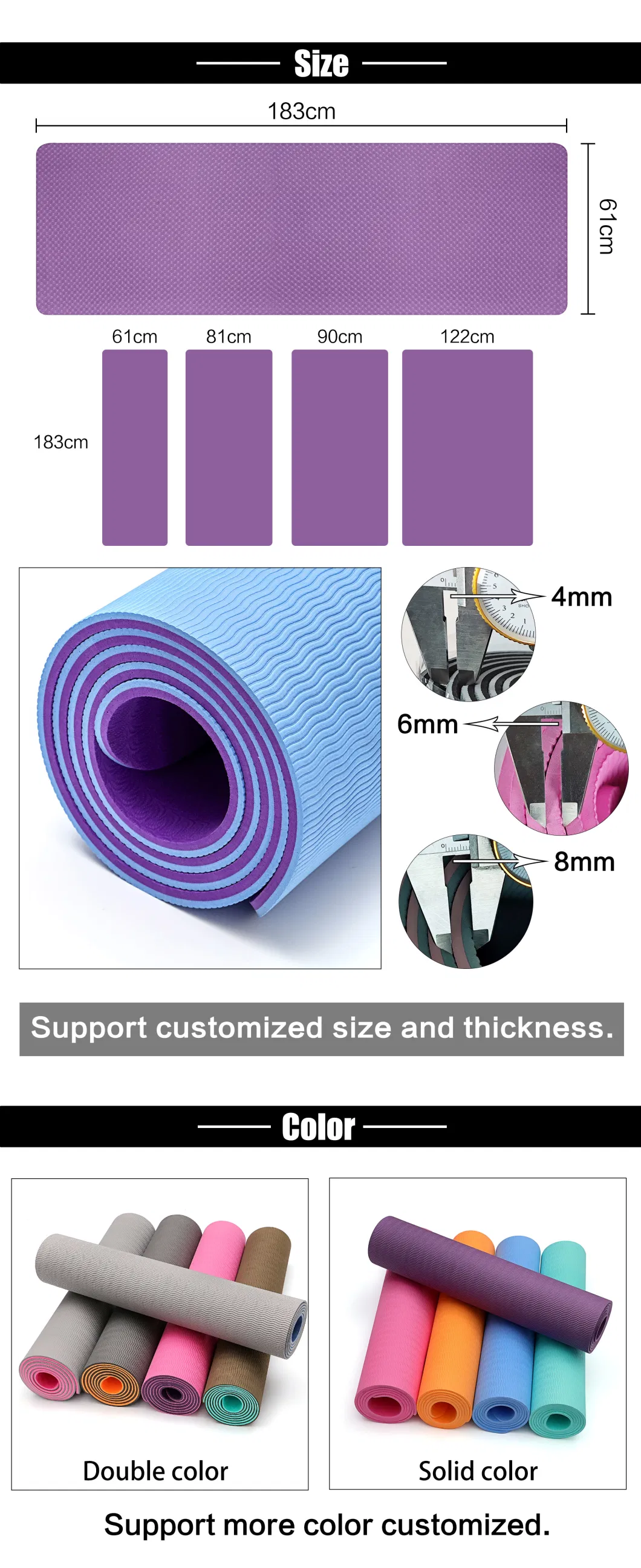 Fitness Anti Slip Eco Friendly Custom Logo Foldable PVC Yoga Mat